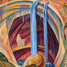 OlgaIvkinArt Family Behind The Waterfall 24x36x1,5