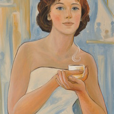 Coffe. Portrait of a woman 24x18