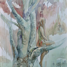 Girl On A Maple Tree Acrylic 24x18