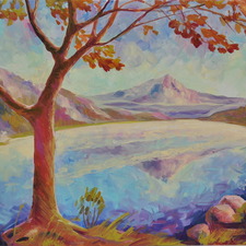 Trillium Lake Mt Hood Acrylic 24x36